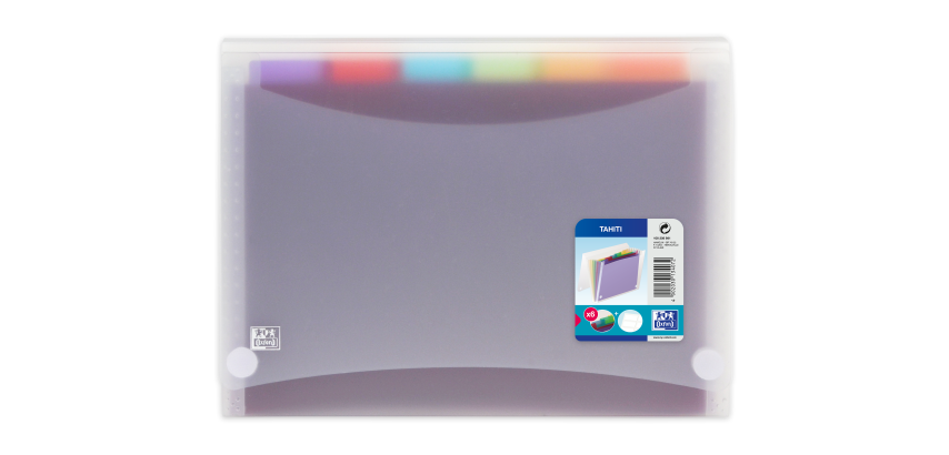 Trieur extensible Oxford tahiti A4 6positions polypro translucide 8/10ème incolore