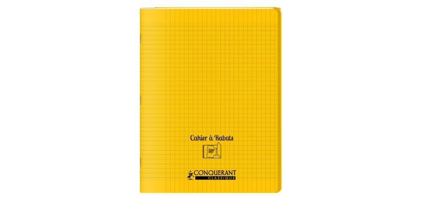 Cahier a rabat Conquerant classique agrafe 240x320 48p 90g seyes polypro jaune