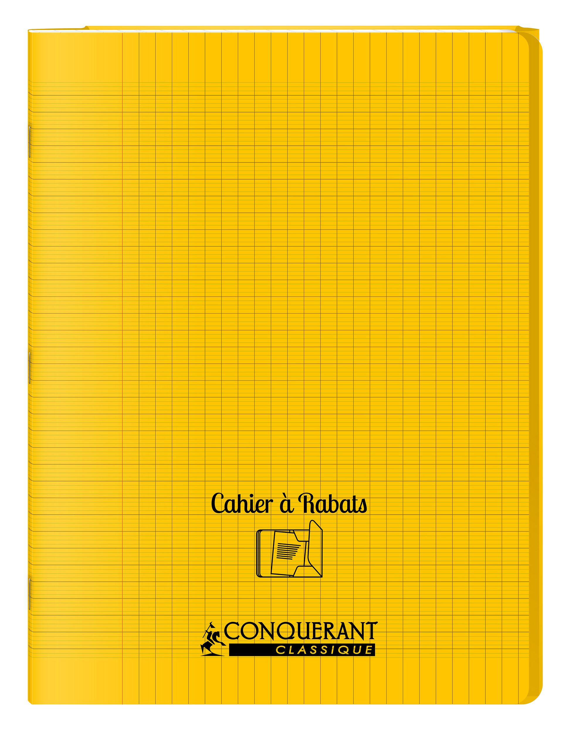 Cahier a rabat Conquerant classique agrafe 240x320 48p 90g seyes polypro jaune