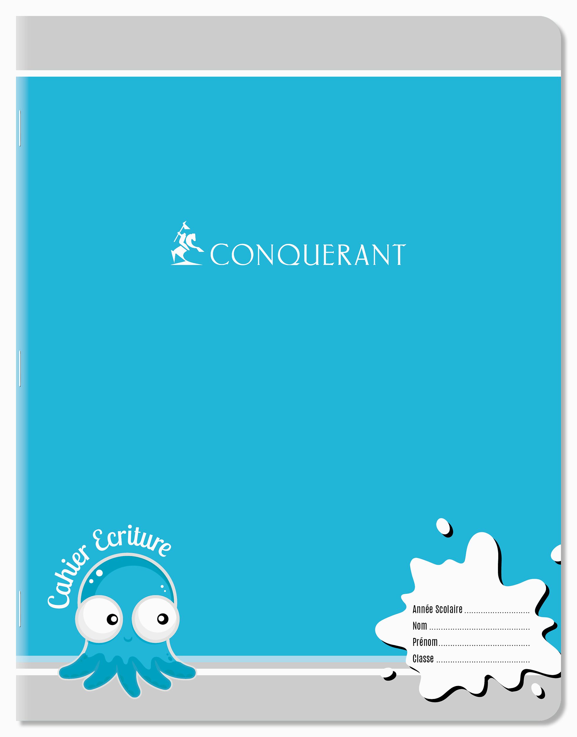 Cahier Conquerant 7 agrafe 170x220 32p 70g seyes 4mm assorti