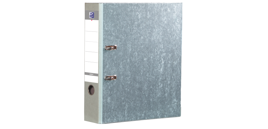 Classeur A Levier Oxford Smart A4 Dos 80Mm 2 Anneaux Papier/Papier Gris