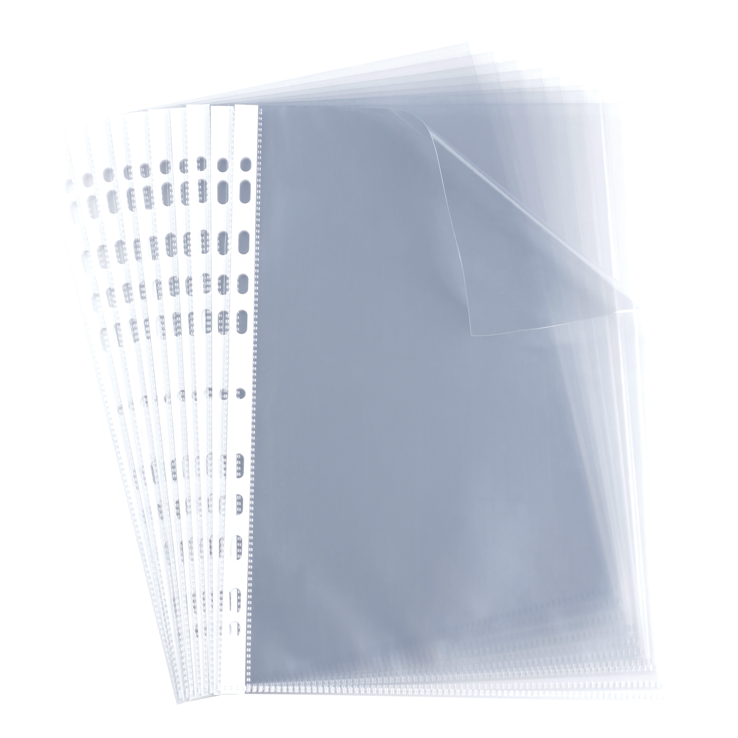 Boîte de 100 pochettes transparentes perforées lisses en