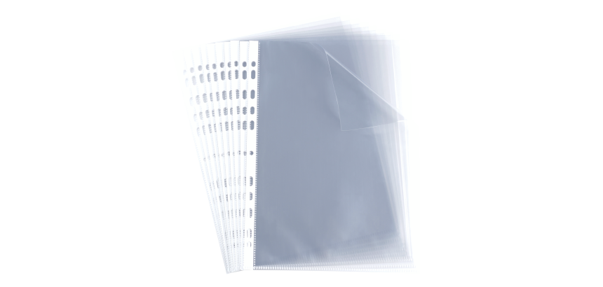 boite de 100 Pochettes perforées Oxford A4 polypro lisse 5/10ème incolore