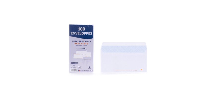 Paquet de 100 enveloppes 110x220 blanc 80g bong
