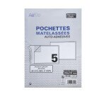 Paquet 5 pochettes Oxford 180x265 kraft blanc auto adhesive matelassées