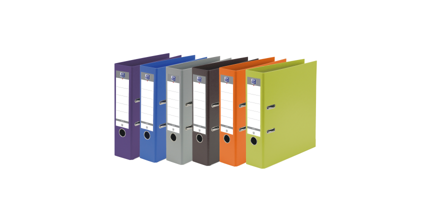 Classeur a levier Oxford smart a4 dos 80mm 2 anneaux pp/pp assorti