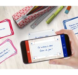 Fiches Bristol flash 2.0 Oxford 75x125mm 32 fiches s/film quadrillé 5/5 cadre blanc