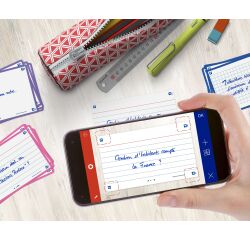 Fiches Bristol flash 2.0 Oxford 75x125mm 32 fiches s/film ligné 7mm cadre blanc