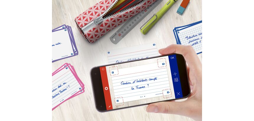 Fiches Bristol flash 2.0 Oxford 75x125mm 32 fiches s/film ligné 7mm cadre blanc