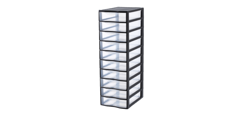 Tour Rangement Sundis Orgamix 10 Tiroirs PP Noir