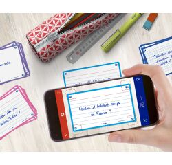 Fiches Bristol flash 2.0 Oxford 75x125mm 32 fiches s/film Ligné 7mm assorti carton