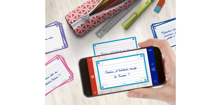 Fiches bristol flash 2.0 Oxford 75x125mm 32 fiches s/film ligné 7mm assorti pack