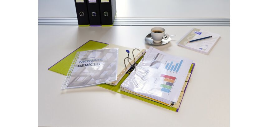 lot de 50 Pochettes perforées Oxford A4 polypro lisse 9/100émé incolore