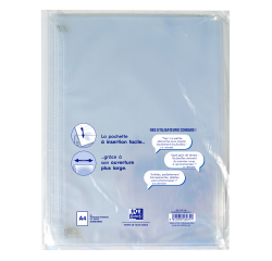 lot de 50 Pochettes perforées Oxford à insertion facile A4 polypro lisse 9/100ème - incolore