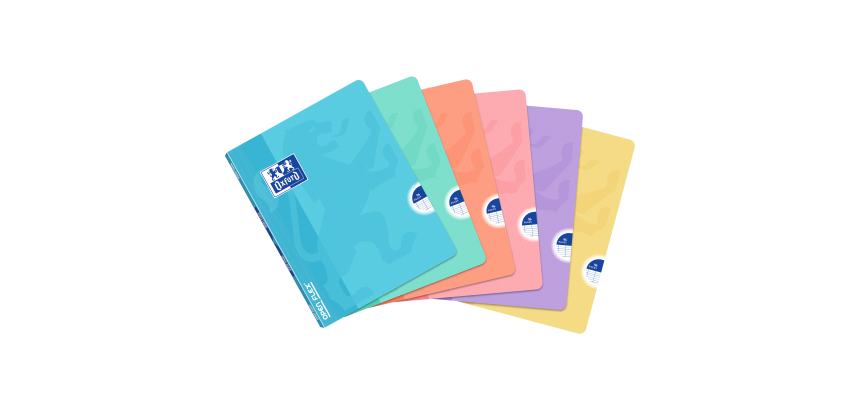 Cahier Oxford Openflex Pastel Agrafe 170X220 96P Optik P. Seyes Polypro Assorti