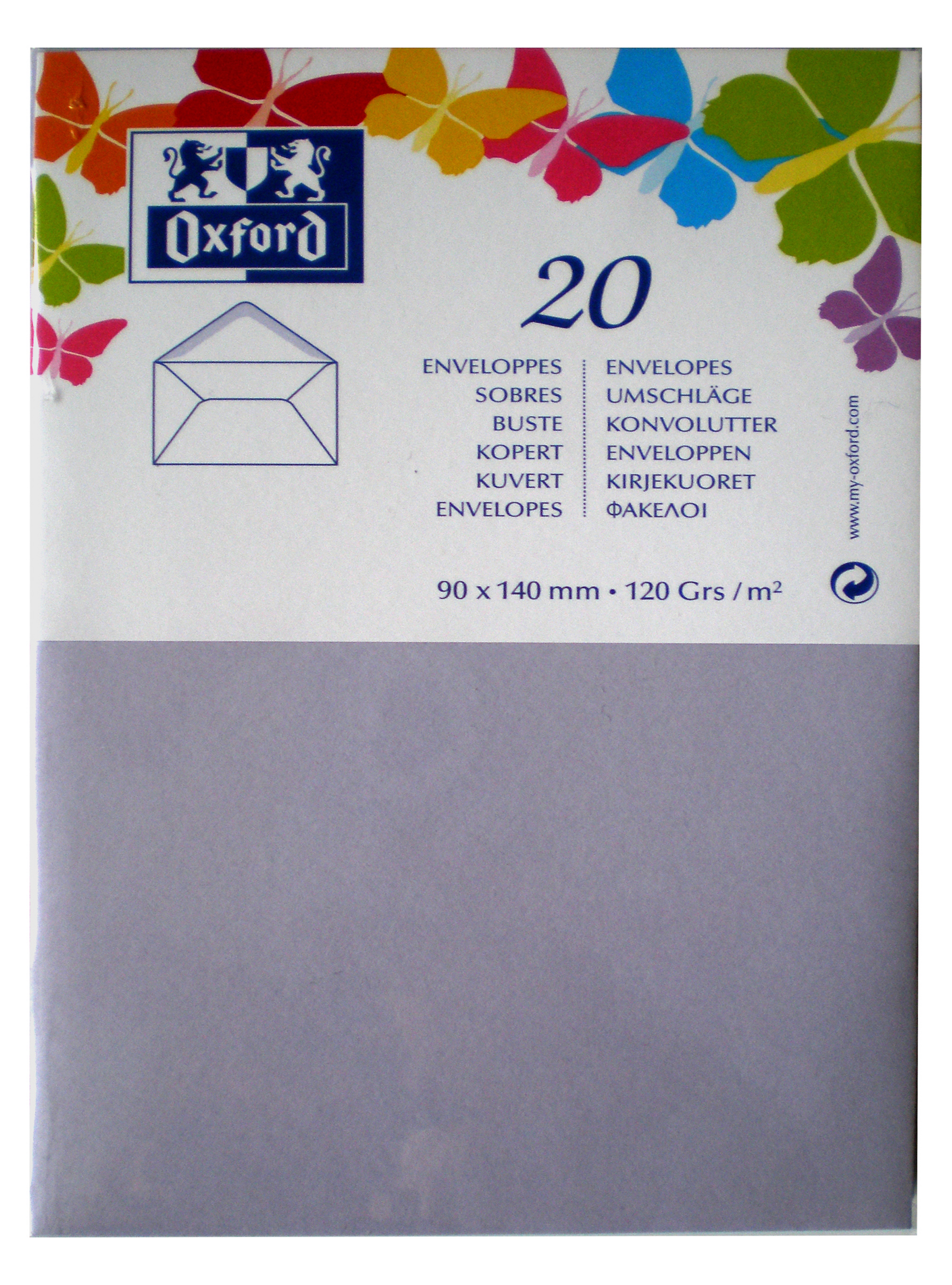 Lot de 20 enveloppes Oxford 90x140   gommee patte pointue de visite