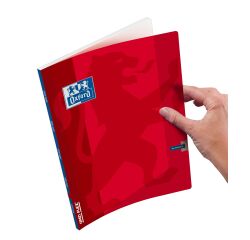 Cahier Oxford Openflex Agrafe 170X220 96P Optik P. Seyes Polypro Rouge