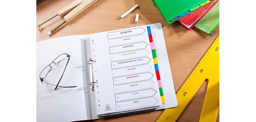 Intercalaires neutres a4+ 6 positions colore 170g blanc