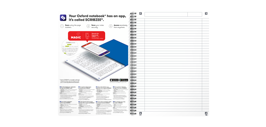 Cahier Oxford Oceanis Integrale 210X297 180P Optik P. L7Mm+Tag Polypro Assorti