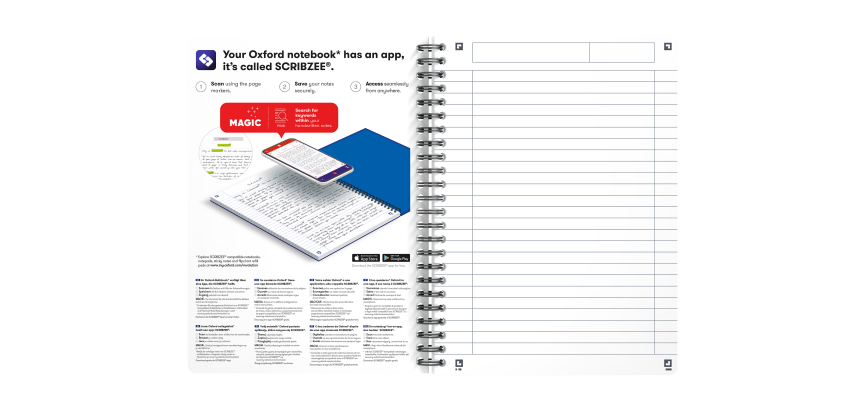 Cahier Oxford Oceanis Integrale 148X210 180P Optik P. L7Mm+Tag Polypro Assorti
