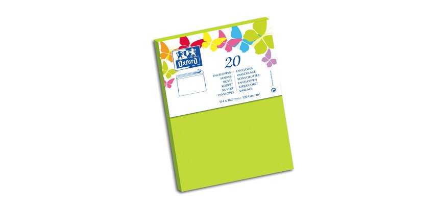 Paquet D'EnveloPPes Oxford 114X162 X20 Vert Anis Adhesives verts anis