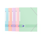 Chemise à élastique 3 rabats plastique Oxford Color Life 24,5 x 32 cm couleurs pastel assorties