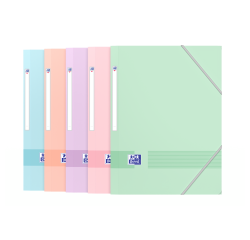 Chemise à élastique 3 rabats plastique Oxford Color Life 24,5 x 32 cm couleurs pastel assorties