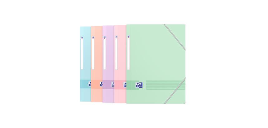 Chemise à élastique 3 rabats plastique Oxford Color Life 24,5 x 32 cm couleurs pastel assorties