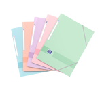 Chemise à élastique 3 rabats plastique Oxford Color Life 24,5 x 32 cm couleurs pastel assorties