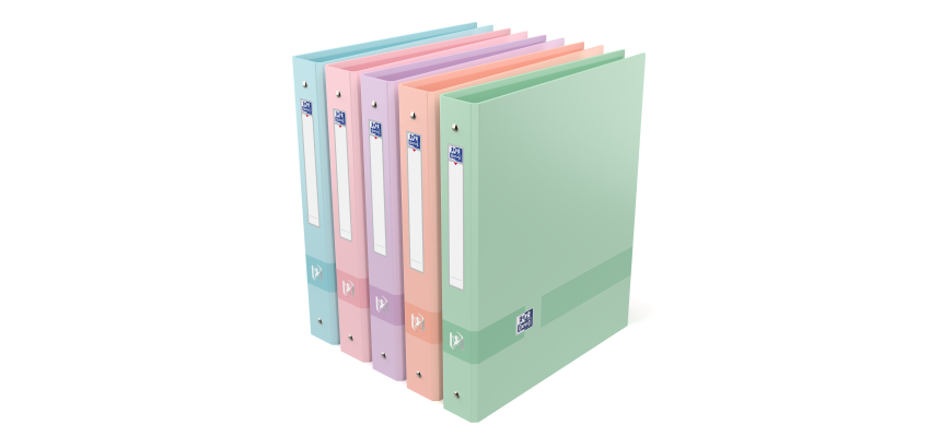 Classeur 4 anneaux cartonnés Oxford Color life A4 - Dos 4 cm couleurs pastel assorties
