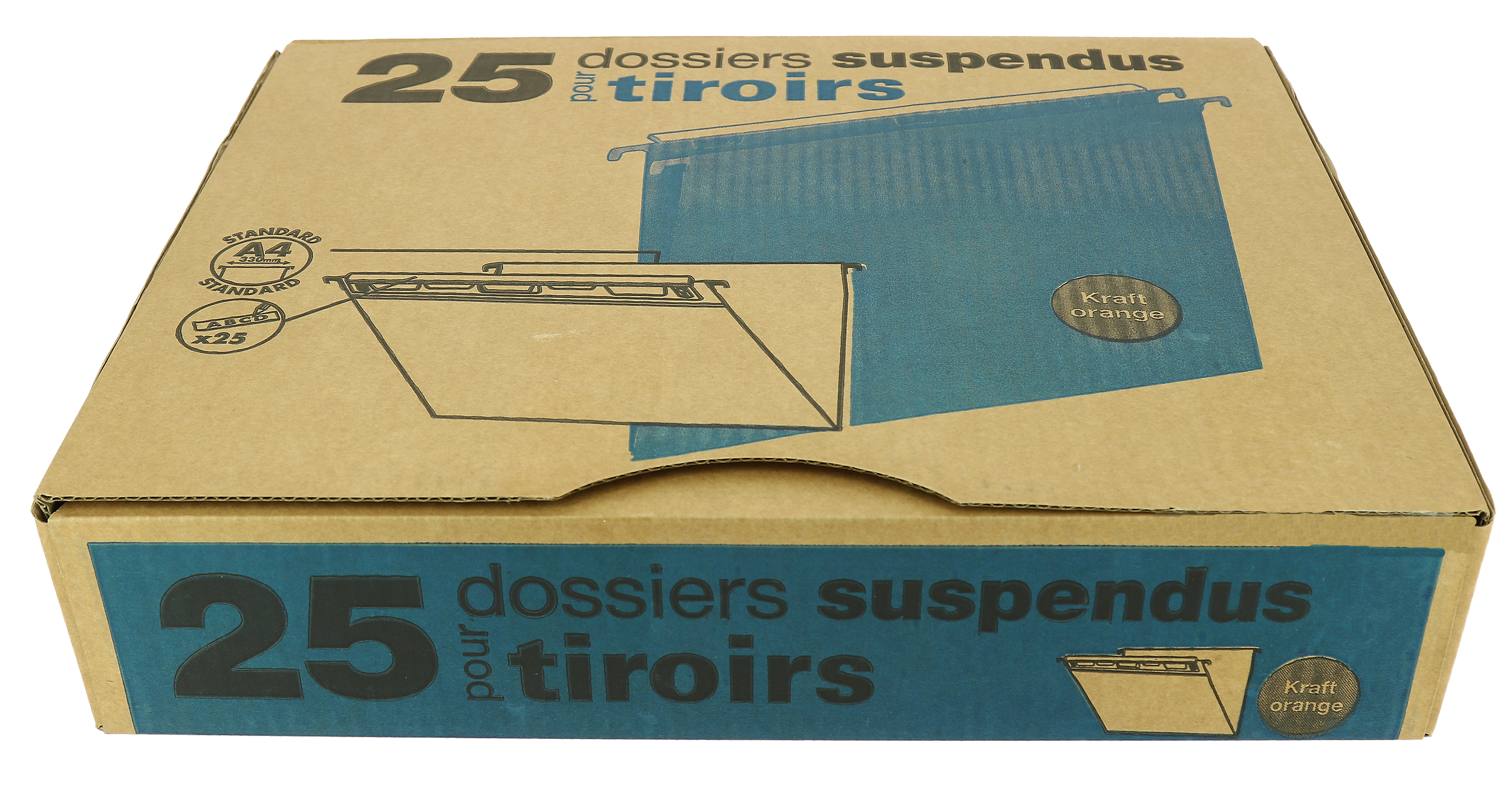 Boite de 25 dossiers susp nna defi flex tiroir d15 a4 kraft orange