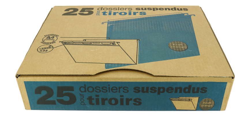 Boite de 25 dossiers susp nna defi flex tiroir d15 a4 kraft orange