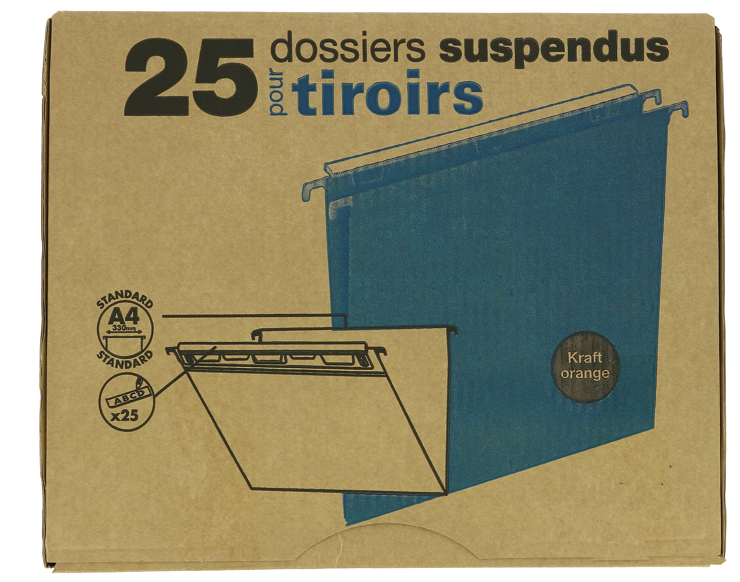 Boite de 25 dossiers susp nna defi flex tiroir d30 a4 kraft orange