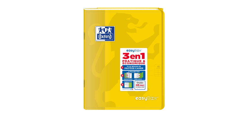 Cahier Oxford Easybook Agrafe 170X220 48P Optik P. Q5/5 Polypro Assorti