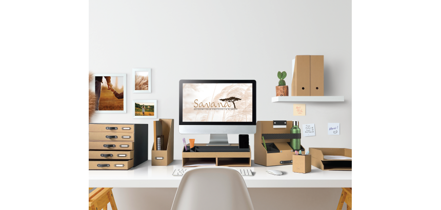 Pot a crayons 4 compartiments Oxford savana recyclé