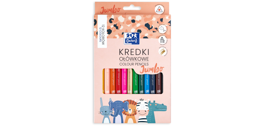 Etui Oxford Kids Jumbon 12 Crayons Couleur
