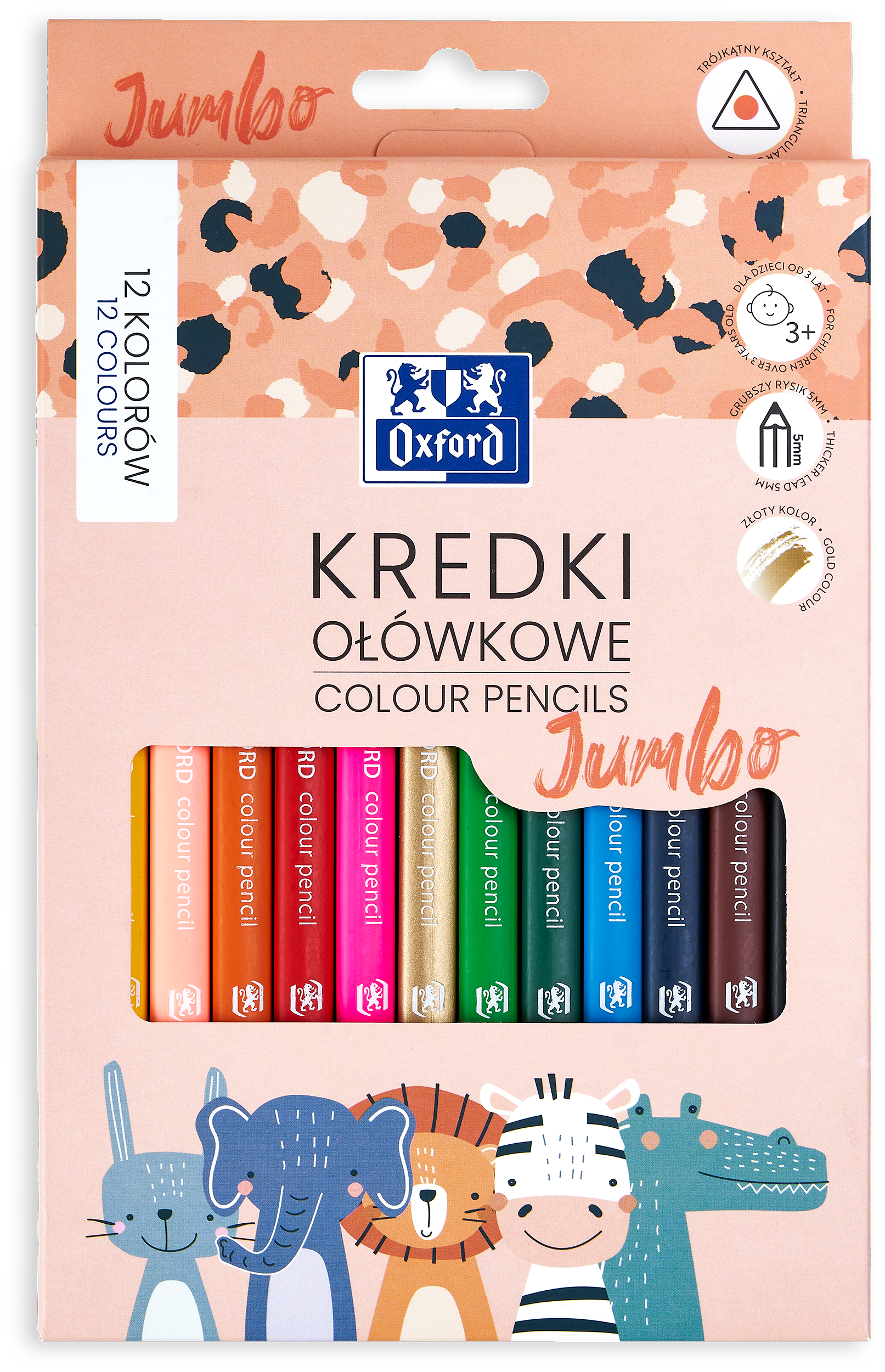 Etui Oxford kids jumbon 12 crayons couleur