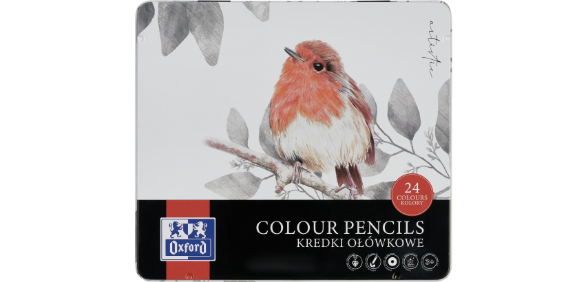 Boite Metal Oxford Art 24 Crayons Couleur Dessin