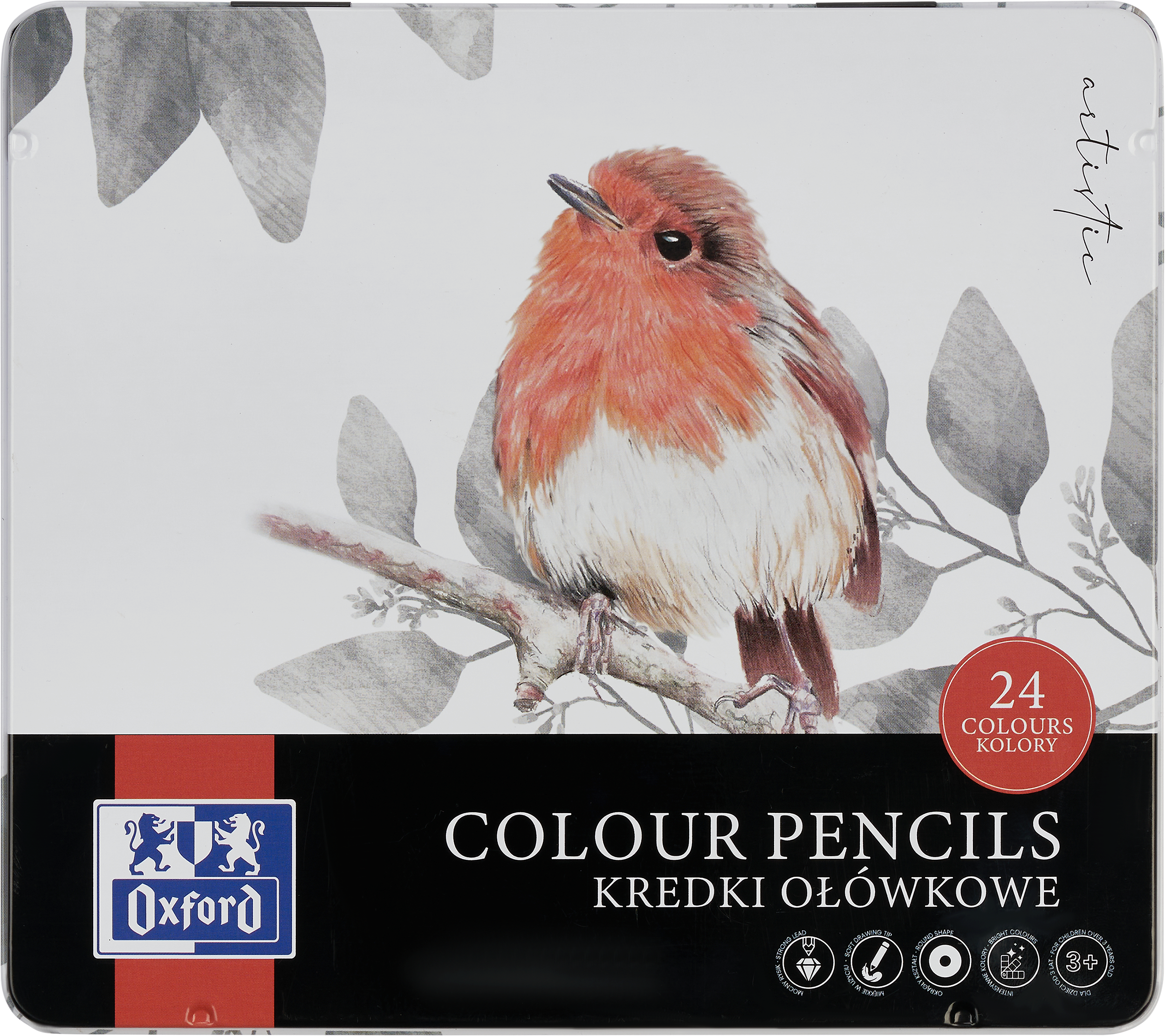 Boite metal Oxford art 24 crayons couleur dessin