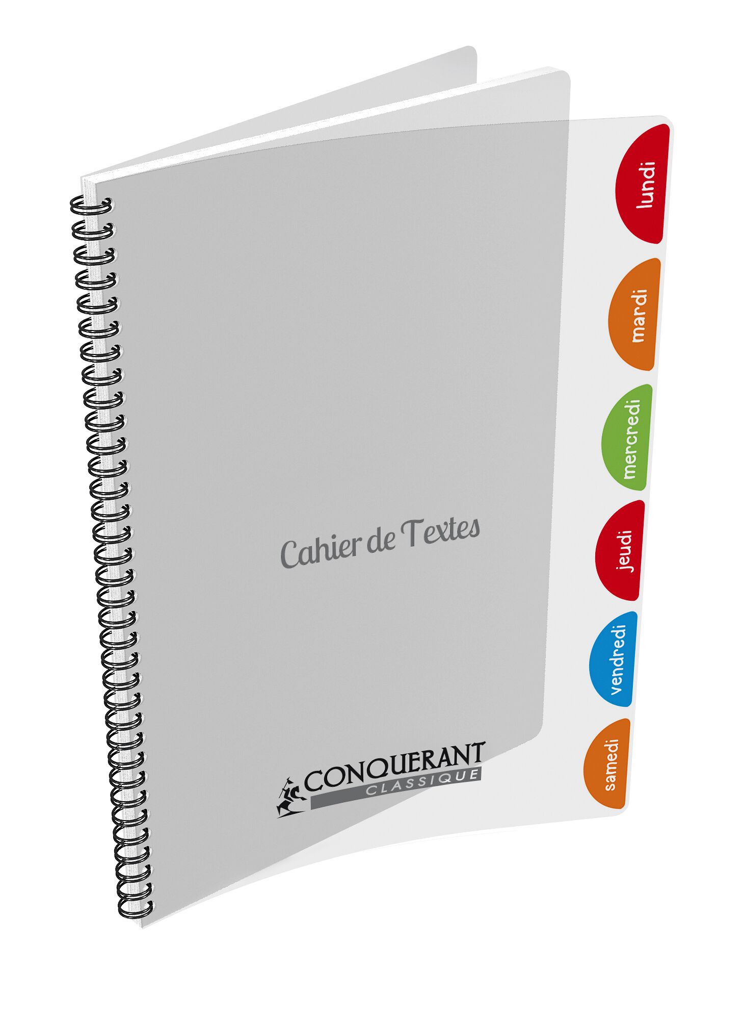 Cahier de textes Conquerant classique integrale 170x220 124p seyes 90g polypro incolore