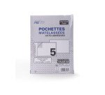 Paquet 5 pochettes Oxford 150x215 kraft blanc auto adhesive matelassées