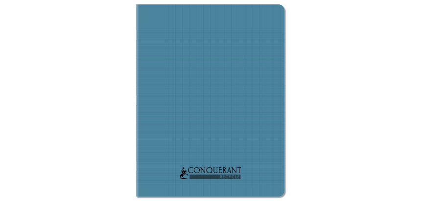 Cahier Conquerant recycle agrafe 170x220 96p seyes polypro bleu