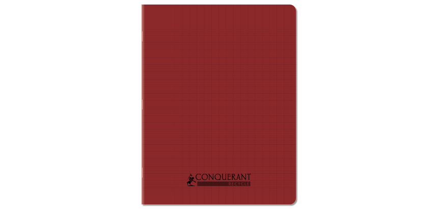 Cahier Conquerant recycle agrafe 170x220 96p seyes polypro rouge