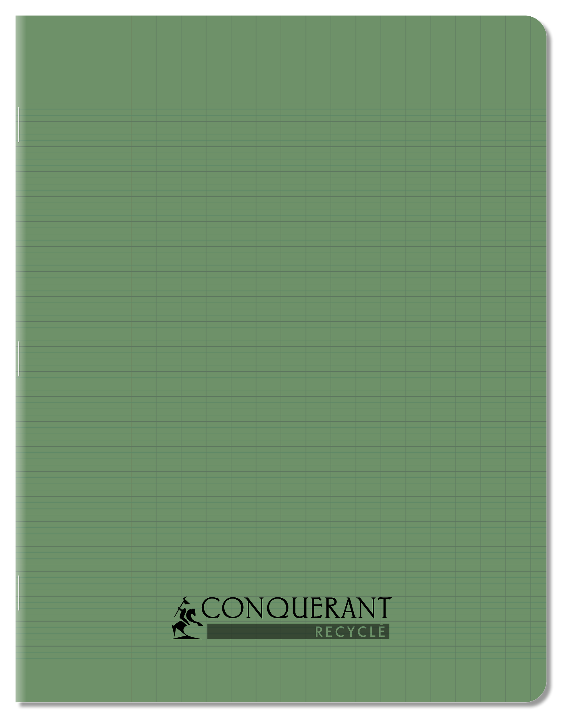 Cahier Conquerant recycle agrafe 170x220 96p seyes polypro vert