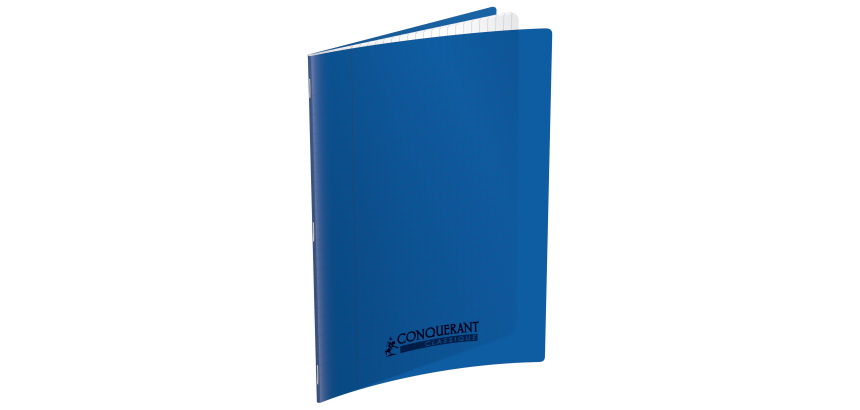 Cahier Conquerant classique agrafe 210x297 48p 90g seyes polypro bleu