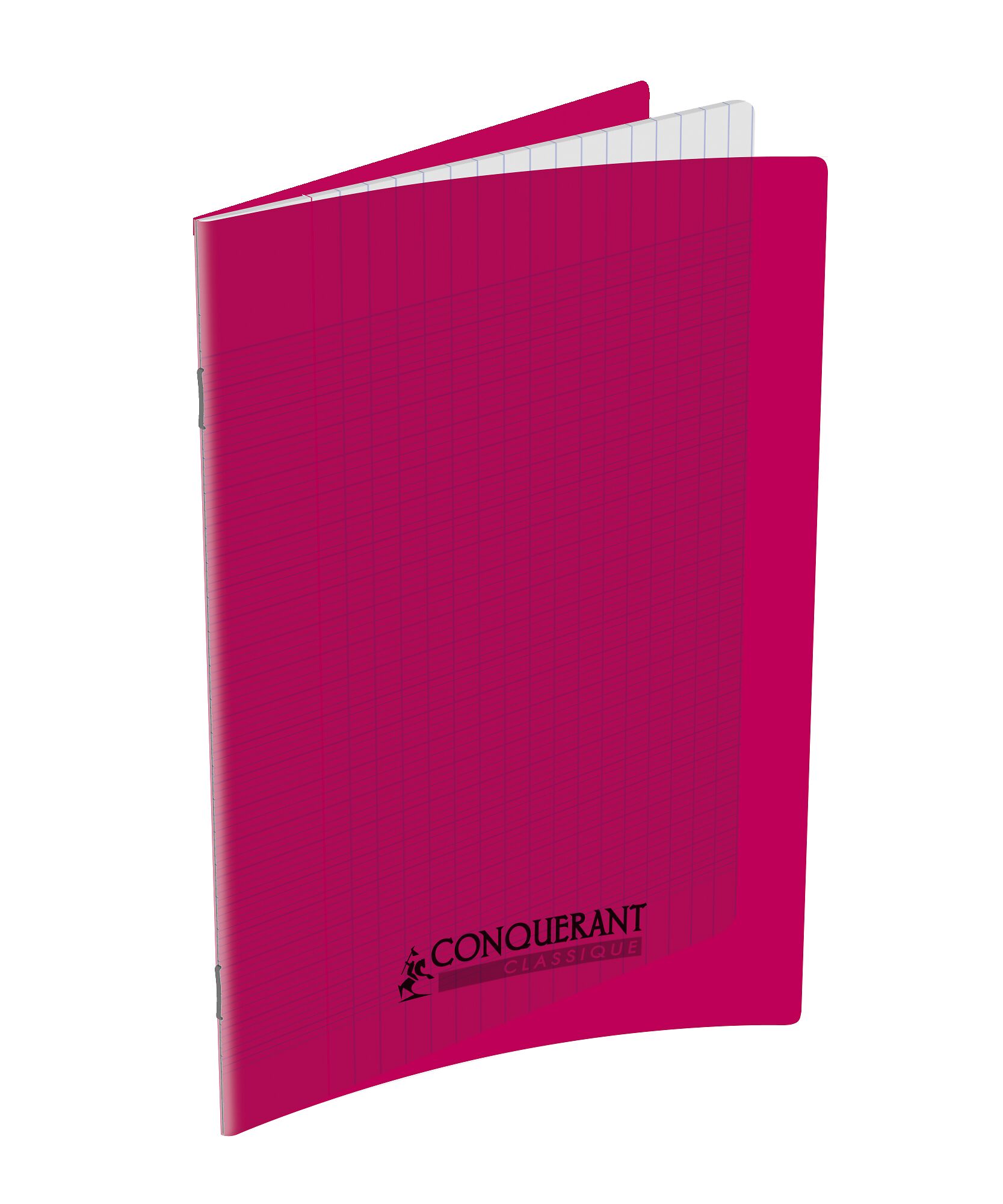 Cahier Conquerant classique agrafe 170x220 48p 90g seyes polypro rose