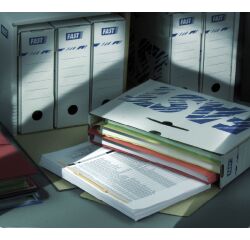 Boites D'Archivage Fast D8 Manuel Blanc/Bleu Cerclees Par 25 Sur Palette