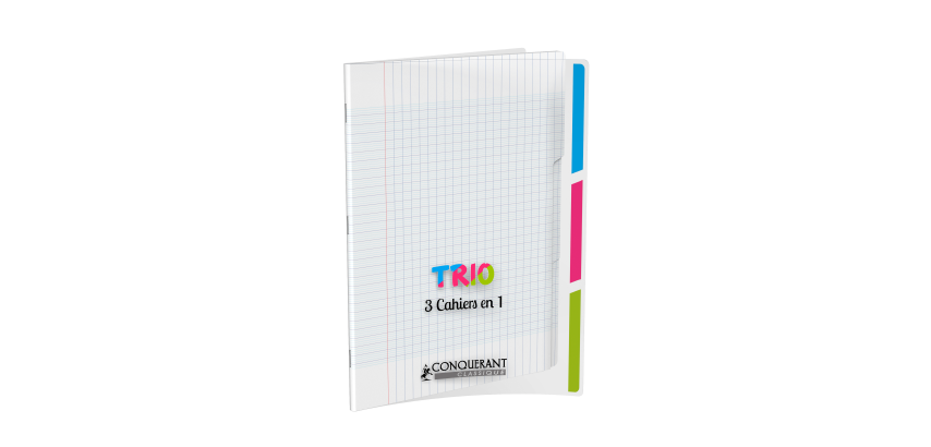 Cahier 3 Sections Conquerant Classique Agrafe 240X320 96P 90G Seyes Polypro Incolore
