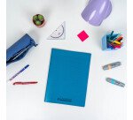 Cahier Conquerant recycle agrafe 170x220 96p seyes polypro bleu