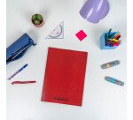 Cahier Conquerant recycle agrafe 170x220 96p seyes polypro rouge